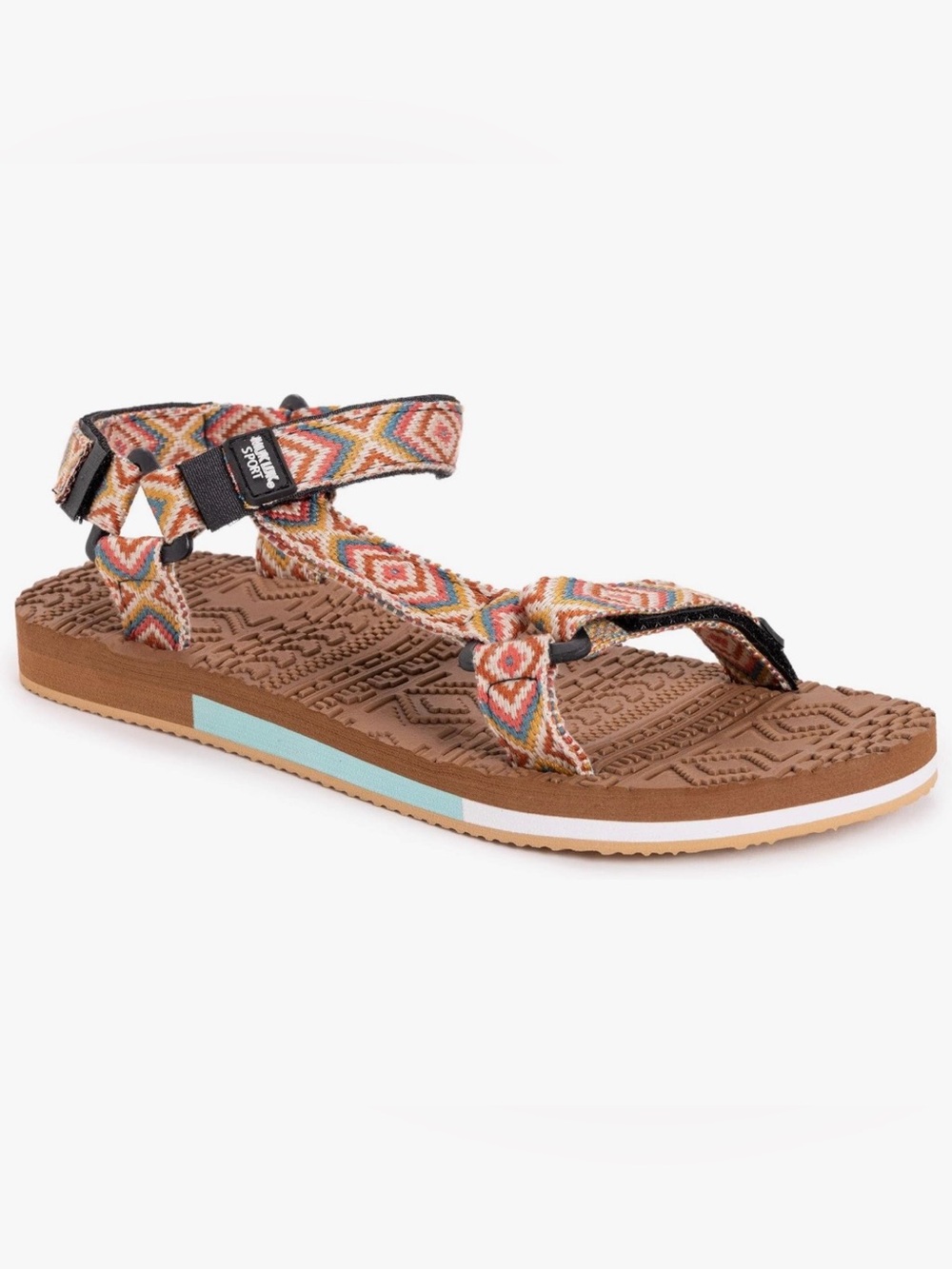 Muk Luks Women’s Sand Bar Sandal Geometric Strap Ivory Aztec